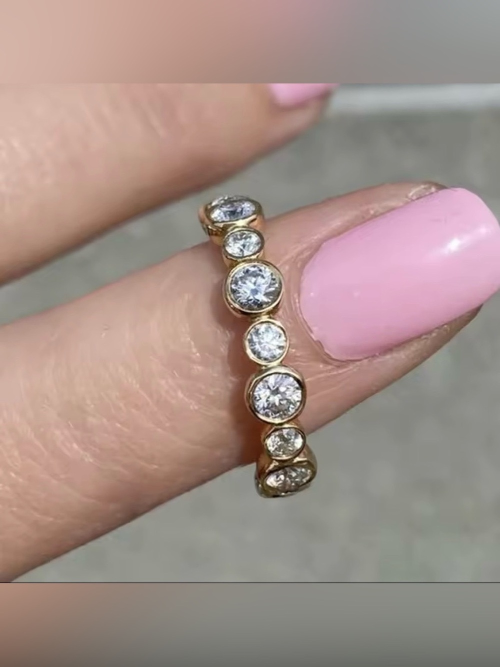 14K Gold Plated Cubic Zirconia Bezel Eternity Ring